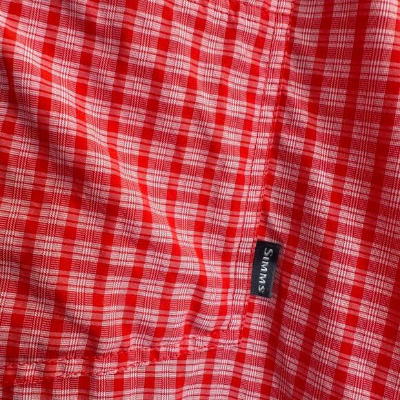 Simms Fishing Shirt Mens LARGE Gorpcore Hiking Camping Outdoor Red White Plaid - Picture 4 of 9